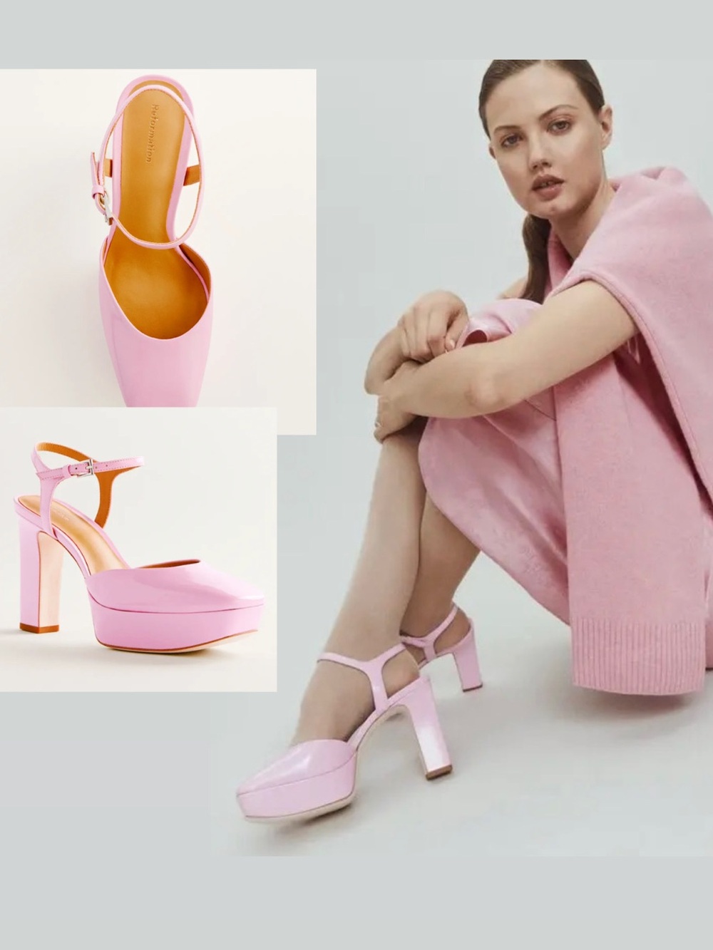 New! Reformation Platform Leather Heels in Pop Pink size 8.5